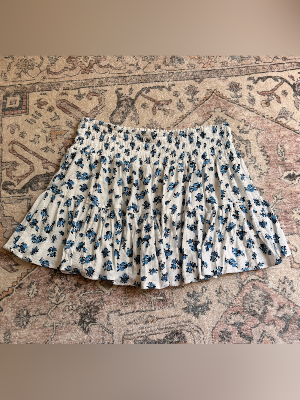 Lee White Mini Skirt with Blue Floral Print